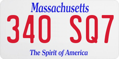 MA license plate 340SQ7
