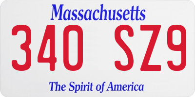 MA license plate 340SZ9