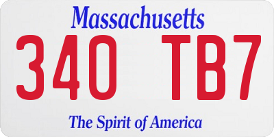 MA license plate 340TB7