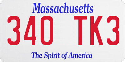 MA license plate 340TK3