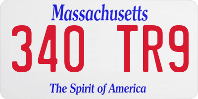 MA license plate 340TR9