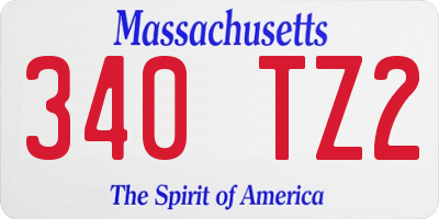 MA license plate 340TZ2