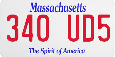 MA license plate 340UD5
