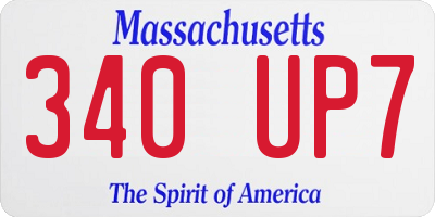 MA license plate 340UP7