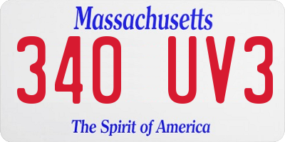 MA license plate 340UV3