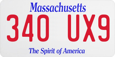 MA license plate 340UX9