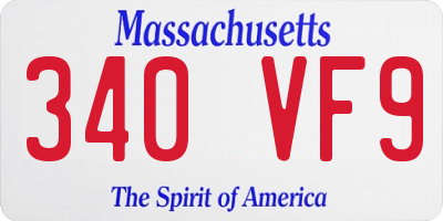 MA license plate 340VF9