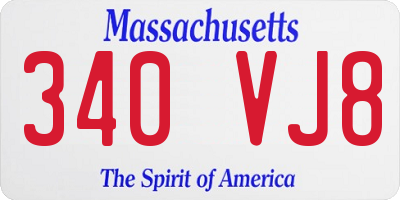 MA license plate 340VJ8