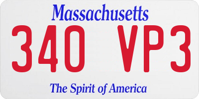 MA license plate 340VP3