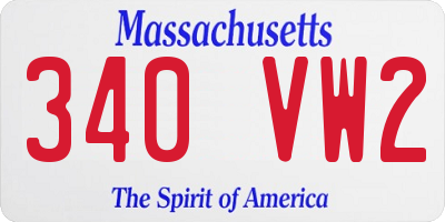 MA license plate 340VW2