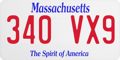 MA license plate 340VX9
