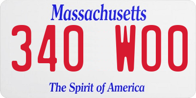 MA license plate 340WO0