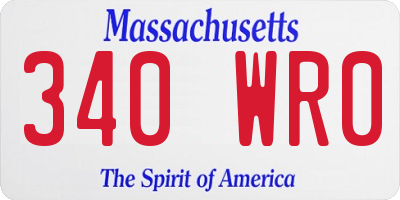 MA license plate 340WR0