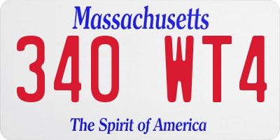 MA license plate 340WT4