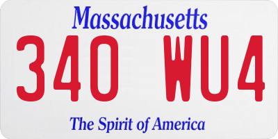 MA license plate 340WU4