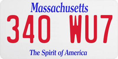 MA license plate 340WU7