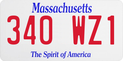 MA license plate 340WZ1