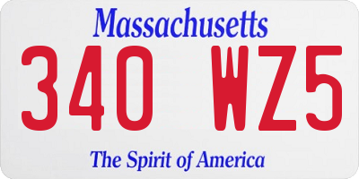 MA license plate 340WZ5