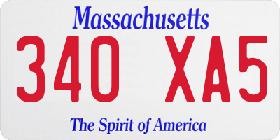 MA license plate 340XA5