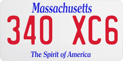 MA license plate 340XC6