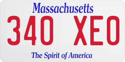 MA license plate 340XE0