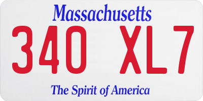 MA license plate 340XL7