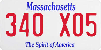 MA license plate 340XO5