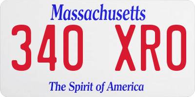 MA license plate 340XR0