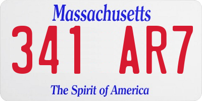 MA license plate 341AR7