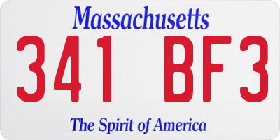 MA license plate 341BF3