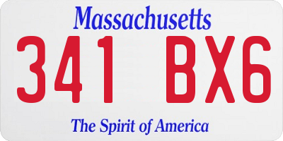 MA license plate 341BX6