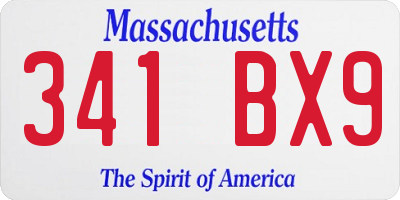 MA license plate 341BX9