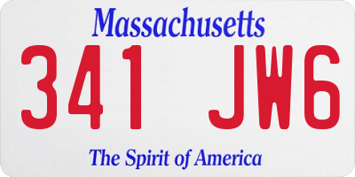 MA license plate 341JW6