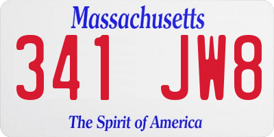 MA license plate 341JW8