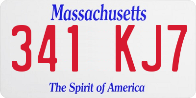 MA license plate 341KJ7