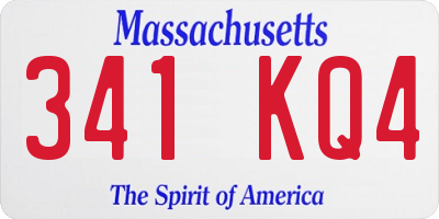 MA license plate 341KQ4