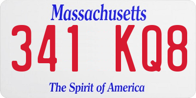 MA license plate 341KQ8