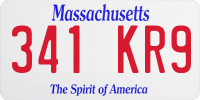 MA license plate 341KR9