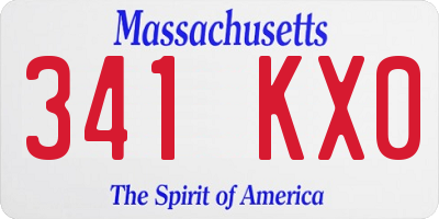 MA license plate 341KX0