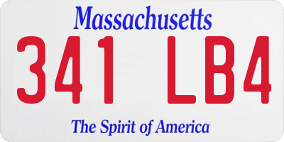 MA license plate 341LB4