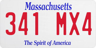 MA license plate 341MX4