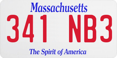 MA license plate 341NB3