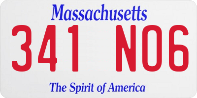 MA license plate 341NO6