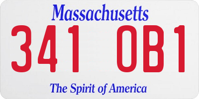 MA license plate 341OB1