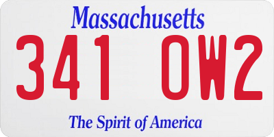 MA license plate 341OW2