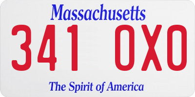 MA license plate 341OX0