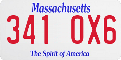 MA license plate 341OX6