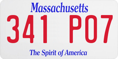MA license plate 341PO7