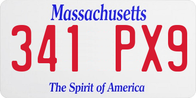 MA license plate 341PX9