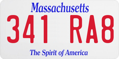 MA license plate 341RA8